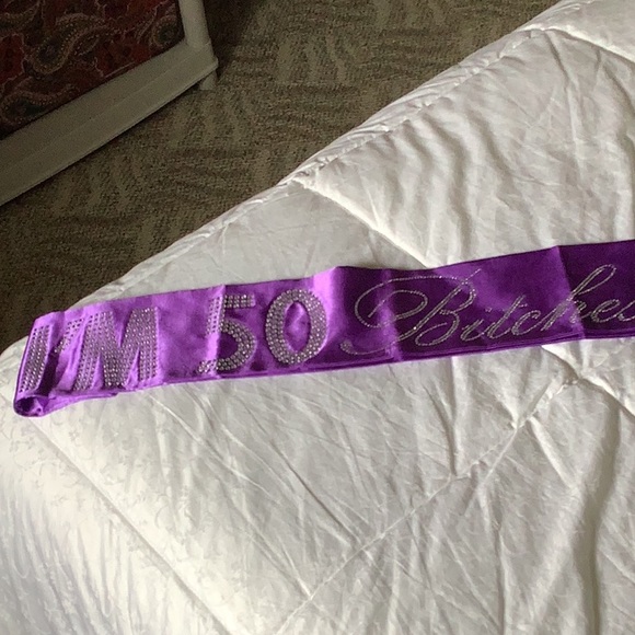 Party satin purple party banner cross shoulder with bling 50 years 💕💕💕 - Picture 2 of 12